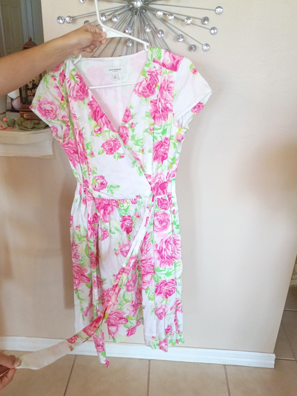 Isaac Mizrahi White Dress with Pink Floral Print